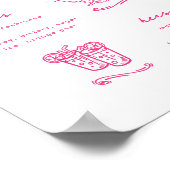 Whimsical roze handtekening Drink bruiloft Poster (Hoek)