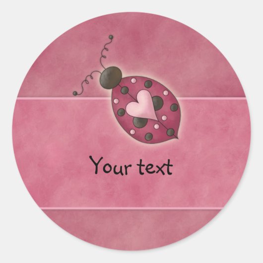 Whimsical roze hart bug ronde sticker (Voorkant)