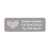 Whimsical Roze Hart Grijs Trouwadres Etiket (Voorkant)