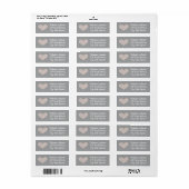 Whimsical Roze Hart Grijs Trouwadres Etiket (Full Sheet)
