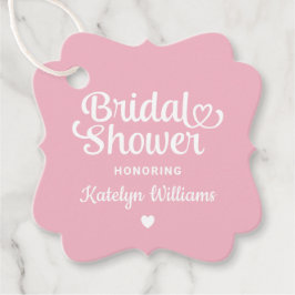 Whimsical Roze Hart Script Trouw Bruiloft Bedankjes Labels