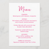 Whimsical Roze Hart Trouwdag Menu (Voorkant)