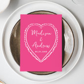 Whimsical Roze Hart Trouwdag Menu