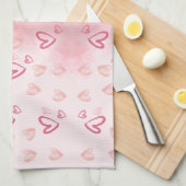 Whimsical Roze harten Theedoek (Quarter Fold)