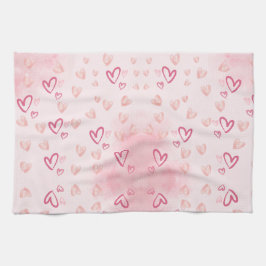 Whimsical Roze harten Theedoek