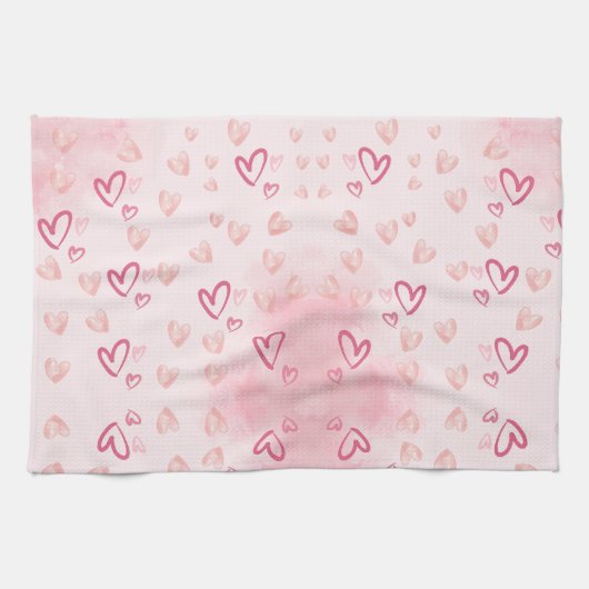 Whimsical Roze harten Theedoek (Horizontaal)