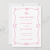 Whimsical Roze Huwelijksfoto Save The Date Kaart (Voorkant)