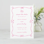 Whimsical Roze Huwelijksfoto Save The Date Kaart (Staand voorkant)