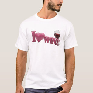 Whimsical Roze I LOVEW WINE Draagbare Kunst T-shirt