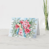 Whimsical Roze Kerst Bloemen & Zee Schildpad Kaart (Achterkant)