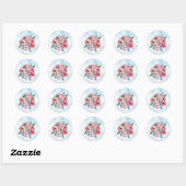 Whimsical Roze Kerst Bloemrijke Zee Schildpad Ronde Sticker (Vel)