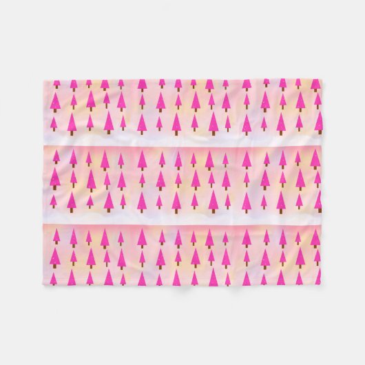 Whimsical Roze kerstbomen Fleece Blanket Deken (Voorkant (Horizontaal))