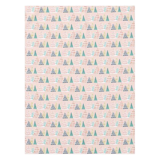 Whimsical Roze kerstbomen Tafelkleed (Voorkant)