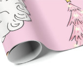 Whimsical Roze Kerstpatroon met de Kerstman Cadeaupapier (Rol Hoek)