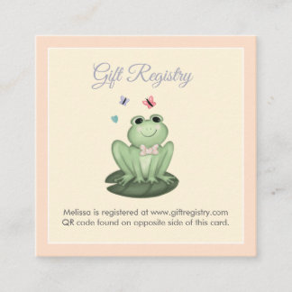 Whimsical Roze Kikker Baby Meisje Shower Registrat Informatiekaartje