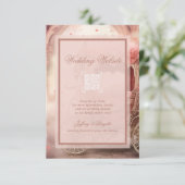 Whimsical roze koets bruiloft behuizing RSVP kaartje (Staand voorkant)