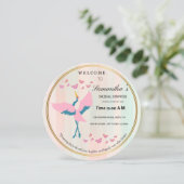 Whimsical Roze Kraan Bruiloft Feest Uitnodiging | (Staand voorkant)