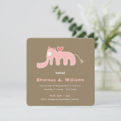 Whimsical roze olifant liefde baby meisje foto geb aankondiging (Staand voorkant)