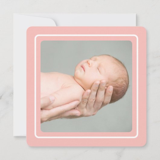 Whimsical roze olifant liefde baby meisje foto geb aankondiging (Achterkant)