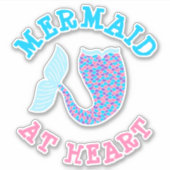 Whimsical Roze Paarse Blauwe Zeemeermin op Heart T Sticker (Voorkant)
