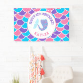 Whimsical Roze Paarse en Blauw Meisje Verjaardagsf Spandoek (Insitu)