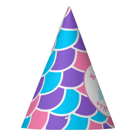 Whimsical Roze Paarse en Blauwe Zeemeermin Feesthoedjes (Links)