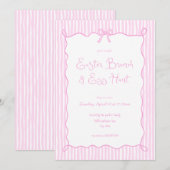 Whimsical Roze Paasbrunch & Egg Hunt uitnodiging (Voorkant / Achterkant)
