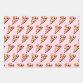 Whimsical Roze Paddestoel Pizza Inpakpapier Vel
