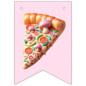 Whimsical Roze Paddestoel Pizza Party Gelukkige Ve Vlaggetjes (Eerste vlag)