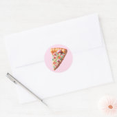 Whimsical Roze Paddestoel Pizza Party Ronde Sticker (Envelop)