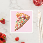Whimsical Roze Paddestoel Pizza Party Servet (Insitu)
