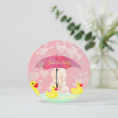 Whimsical roze  paraplu rond Baby shower Kaart (Staand voorkant)
