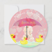Whimsical roze  paraplu rond Baby shower Kaart (Voorkant)