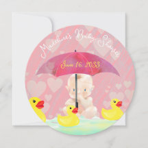 Whimsical roze  paraplu rond Baby shower