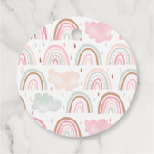 Whimsical Roze Pastel Regenboog Baby shower Bedankjes Labels (Achterkant)