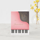 Whimsical Roze Piano Moeder of Oma Moederdag Kaart (Gele Bloem)