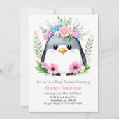 Whimsical Roze Pinguïn Meisje Baby shower Kaart (Voorkant)