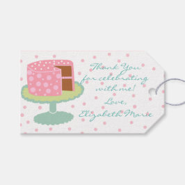 Whimsical Roze Polka Dot Verjaardagstaart - Dank u Cadeaulabel