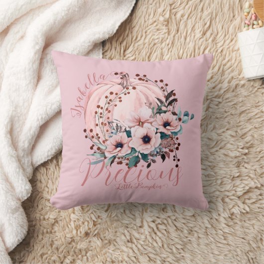 Whimsical Roze Pompoen Herfst Bloemen Girly Kussen (Deken)