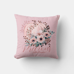 Whimsical Roze Pompoen Herfst Bloemen Girly Kussen