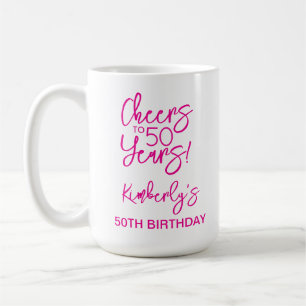 Whimsical Roze Proost op 50 Jaar Verjaardag Klassi Koffiemok