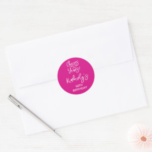 Whimsical Roze Proost op 50 Jaar Verjaardag Klassi Ronde Sticker