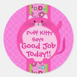 Whimsical Roze Puff Kat Sticker