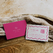 Whimsical Roze QR Code Bruiloft RSVP Kaartje