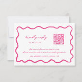 Whimsical Roze QR Code Bruiloft RSVP Kaartje (Voorkant)