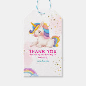 Whimsical roze Rainbow eenhoorn 1st Verjaardag fee Cadeaulabel (Voorkant)