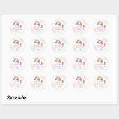 Whimsical roze Rainbow eenhoorn 1st Verjaardag fee Ronde Sticker (Vel)