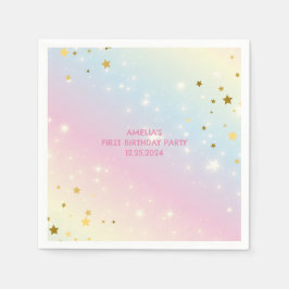 Whimsical roze Rainbow eenhoorn 1st Verjaardag fee Servet