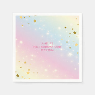 Whimsical roze Rainbow eenhoorn 1st Verjaardag fee Servet