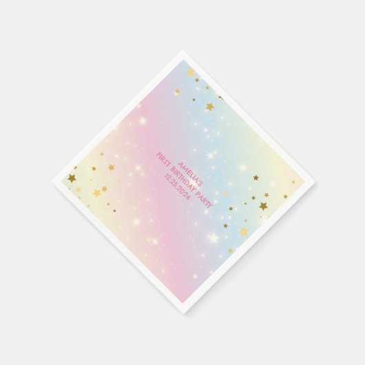 Whimsical roze Rainbow eenhoorn 1st Verjaardag fee Servet (Hoek)